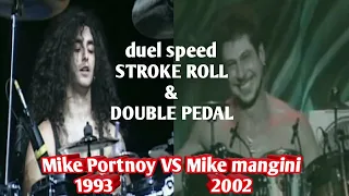 Kecepatan roll stroke dan double pedal Mike portnoy VS Mike Mangini