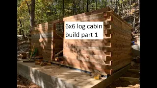 Primitive off grid  log cabin build part 1
