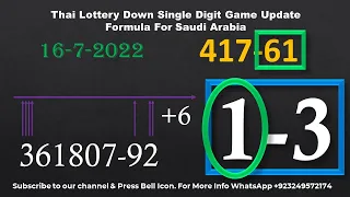 Thai Lottery Down Single Digit Game Update Formula For Saudi Arabia 16-7-2022