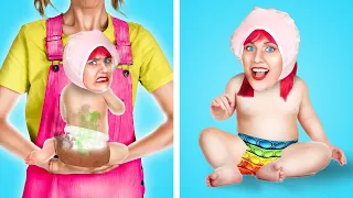 Is it Hard to Be a Parent? MOM BECOMES A BABY FOR 24 HOURS! Parenting Life Hacks for Beginners