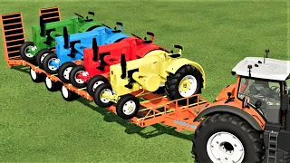 MINI TRACTORS OF COLORS ! TRANSPORTING MINI TRACTORS to WORK w NEW LOW LOADER ! Farming Simulator 22