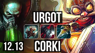 URGOT vs CORKI (TOP) | Rank 5 Urgot, 7/1/5, Godlike | NA Grandmaster | 12.13