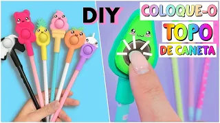 DIY - COLOQUE-O IDÉIAS DE TOPO DE CANETAS - HACKS DE VOLTA À ESCOLA  - MATERIAIS ESCOLARES FÁCEIS