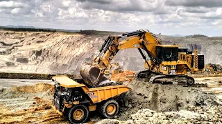 excavator cat 6020b loading truck for open pit mining
