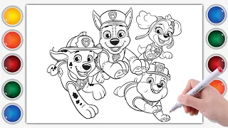 Coloring Paw Patrol I Chase Marshall Skye and Rubble | Drawing Coloring Paw Patrol