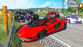 COPS TOTALED MY NEW LAMBO (POLICE CHASE) | FARMING SIMULATOR 2019