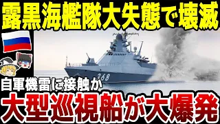 【ゆっくり解説】アホすぎる大失態！？露軍黒海艦隊大型巡視船「パーベル・デルジャビン」が自軍機雷に接触し大爆発！相次ぐ惨事に黒海艦隊消滅間近。