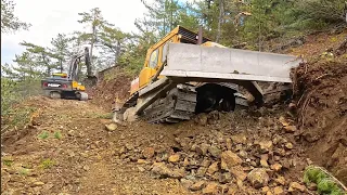 How to Cut a Slope with a CAT D7g Bulldozer - How to Widen a Road ? #caterpillar #bulldozer