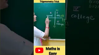 Trigonometry Trick /Quadrant Rule of Trigonometry/Trigonometric Functions #shorts #jeemaths #class11