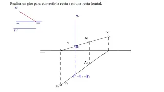 Explicación de giro. Convertir recta oblicua en recta frontal. 💥💥💥Sistema diédrico💥💥💥