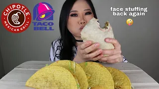 CHIPOTLE & TACO BELL Mukbang ASMR #chipotle #tacobell #burrito