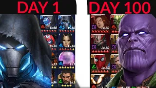 Day 1 vs Day 100 F2P Account Progression in Marvel Future Fight