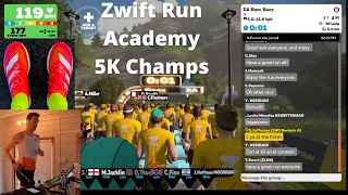 Zwift Run Academy Unofficial 5K Champs - My Race in Adios Pro