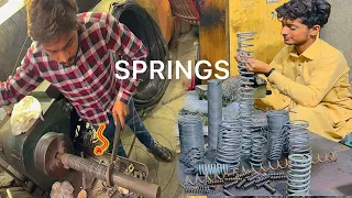 Spring Making Process with Iron Wire || Процесс изготовления пружин с железной проволокой.