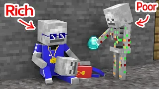 Monster School : Rich Become Poor ( Baby Skeleton Sad Story ) - Minecraft Animation