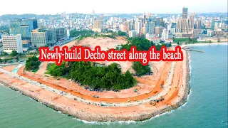 Newly-build Decho street along the beach Sihanoukville 2021