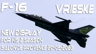 4Kᵁᴴᴰ  F 16  Salon de Provence  2023   Belgian F-16 Solo display "Vrieske"   .