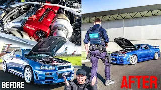 FULL SEND IN A 800HP R34 GTR RACE CAR ON THE STREETS - HKS RB28 SEQUENTIAL