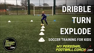 U6, U7, U8 Soccer Training Drill  - Dribble Turn Explode