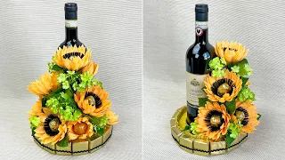 I took a bottle of wine and made a Spectacular gift with my own hands DIY Do it yourself