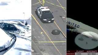 Tire falls off United flight departing SFO, crushing several vehicles in parking lot, company says