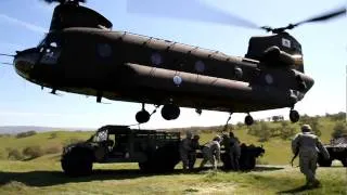 B Brty 1-143 FA M119 105mm towed howitzer sling load CH-47 Chinook