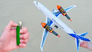 Experiment: Toy Airbus A380 and Rockets