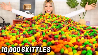 Mixing 10,000 Skittles Into One Giant Skittle!