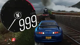 This Supra reached 999Km/h - Forza Horizon 4 - Train Speed Glitch