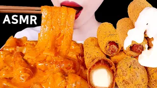 ASMR CHEESY CARBO FIRE WIDE GLASS NOODLES, CHEESE BALL, CORNDOG납작당면 까르보불닭 뿌링클EATING SOUNDS MUKBANG먹방