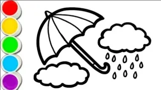 Hello kids umbrella barish Badal cute drawing#kids for painting & Coloring #kidsarttutorial