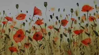 Easy Watercolour Landscape Painting Poppies Step By Step Tutorial For Beginners