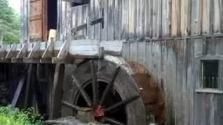 Sawing Lumber with Water Powered Saw Mill