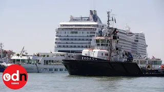 Terrifying moment cruise ship ploughs into tourist boat