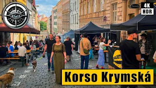 Prague Walking Tour of Korso Krymská festival 2024 🇨🇿 Czech Republic 4k HDR ASMR