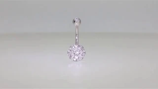 large cluster diamond belly bar bmg jewellery