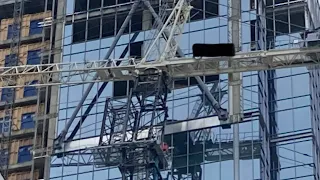 Tower crane nearly breaks off