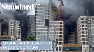 Canning Town fire: Firefighters battle major blaze as black smoke visible across London