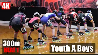 Close Race In Heat 1 of Youth Boys Inline Speed Skating Race Orlando 2021