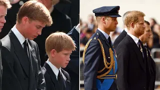 Prince William & Prince Harry at Queen's Procession & Mother Diana's Funeral | People