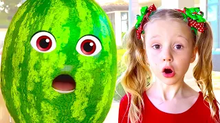 Nastya and dad found a magic watermelon