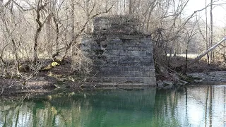 The  Abandoned  Railroad  Stone  Bridge  Abutments  at  Liggett  Road,  Guilford,  Indiana