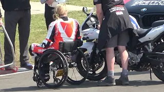paralysed lady completes lap of NW200 on motorcycle