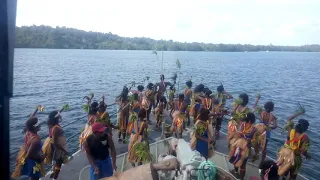 LOCAL DANCERS FROM MANUS ONBOARD HMPNGS DREGER PACIFIC PATROL CLASS BOAT.