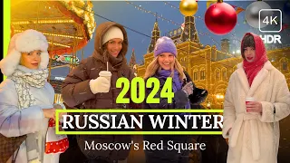 🔥 New Year's Square ❄️  Russian Attractive Girls, Russian Winter, Walking Tour 4K HD