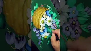 Рисую корзинку с Цветами маслом | I Paint a basket with Flowers in oil #shorts