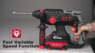 PIT 20V Cordless Rotary Hammer 3 Functions for Concrete Drilling&Chiseling