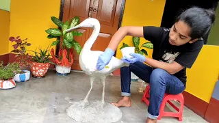 DIY Cement Craft । How To Make Pair Of Beautiful Flamingo With Cement And Thermocol At Home Easily ।