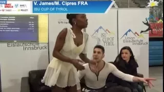 James / Cipres (Kiss&Cry after FS) @ Cup of Tyrol 2016