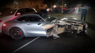 Rich Kid Crashes his $200,000 Mercedes AMG -GT and takes out Two other cars in Beverly Hills